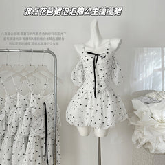 BXOXO - summer inspo 2025 Summer New Polka Dot Design Dress Women Chic Puff Sleeve Dresses Korean Fashion Midi Dress Seaside Holiday Style