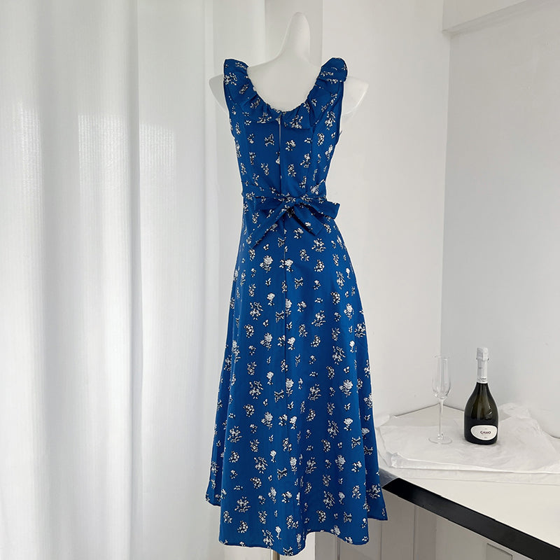 BXOXO - summer inspo Ruffled Backless Halter Dresses Chic Design Elegant High Waist Party Dress Summer Women V-neck Maxi Dress 2025 New