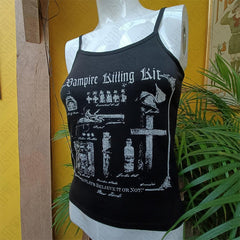 Bxoxo Women's Sleeveless Camisole Tops Gothic Hip Hop Punk Streetwear Rock Casual Retro Fashion Y2K Emo Girls Harajuku Baby Crop Tops