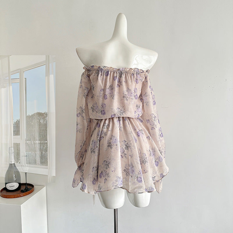 BXOXO - summer inspo Summer New Elegant Women's Dress Beach Holiday Style Flower Printed Dresses Fashion Design Sense Niche Long Sleeve Dress