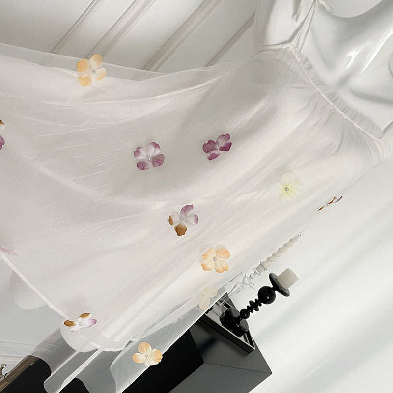 BXOXO - summer inspo Women's Summer New Suspender Dress Temperament Flower Fairy Mesh Fluffy First Love Tea Break Beach Dress