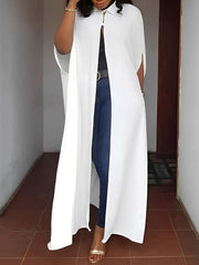 BXOXO Batwing Sleeves Loose Solid Color Split-Joint Lapel Cover-Ups Tops Outerwear