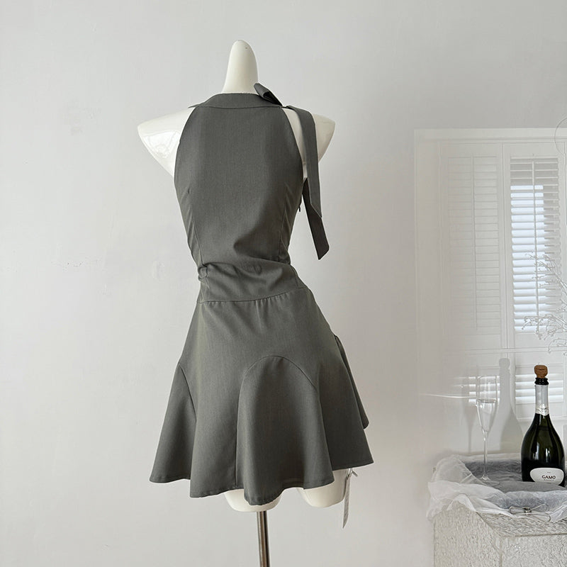 BXOXO - summer inspo Summer Fashion Retro Women's Halter Neck Dress Vintage Sleeveless Midi Dress Streetwear Slim Fit Dress