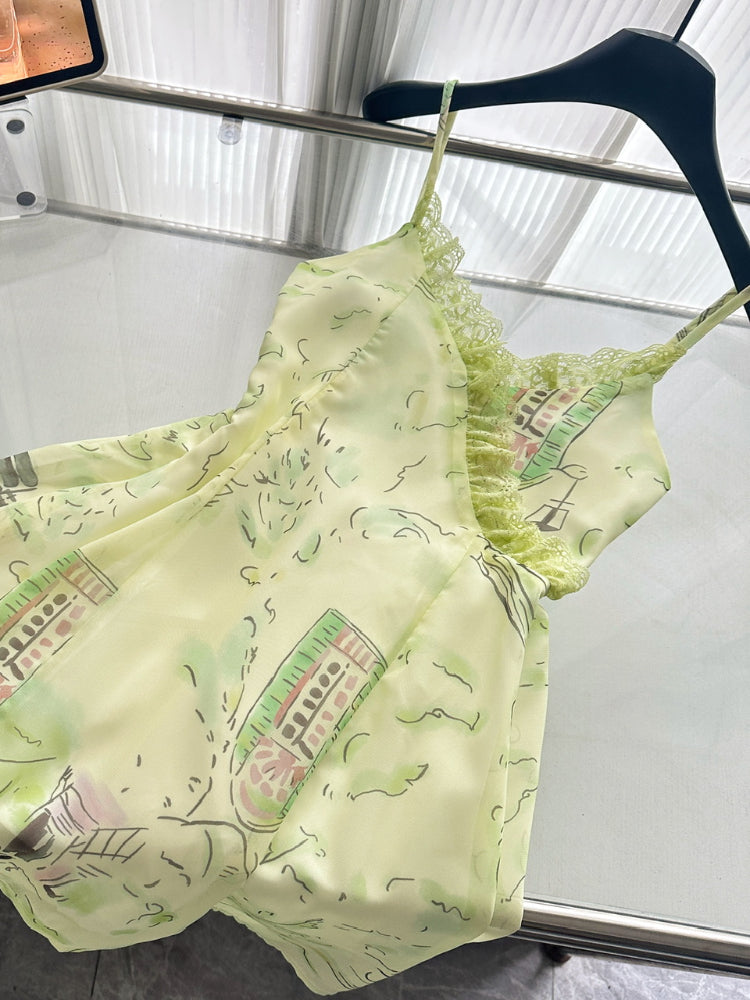 BXOXO Summer Beach Holidays Thin Dress Women V-Neck Print Irregular Slim Slip Mini Dress Female Casual Designer Chic Clothing 2025 New