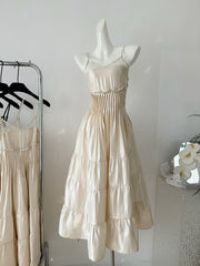 BXOXO - summer inspo French Style Beach Vacation Slip Dresses Women Sleeveless V-Neck Suspender Dress Simple Elegant Lace Patchwork Long Dress