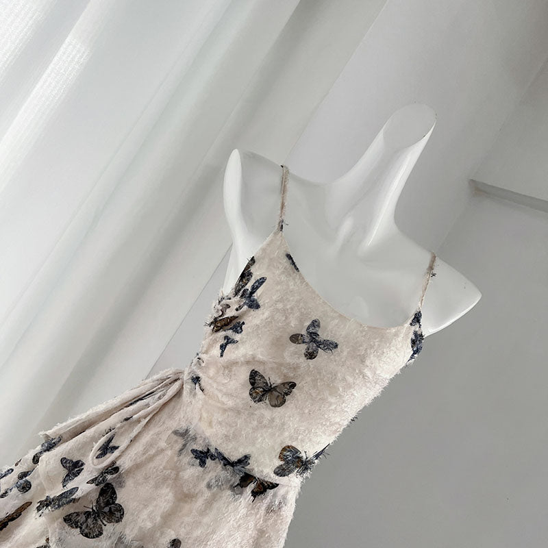 BXOXO - summer inspo Fashion Irregular Suspender Dress For Women Summer 2025 New Y2k Sweet Butterfly Print Party Holiday Dresses