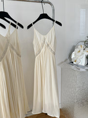 BXOXO - summer inspo French Gentle Style Suspender Dress Women Summer New Holiday Style Temperament Backless Dresses