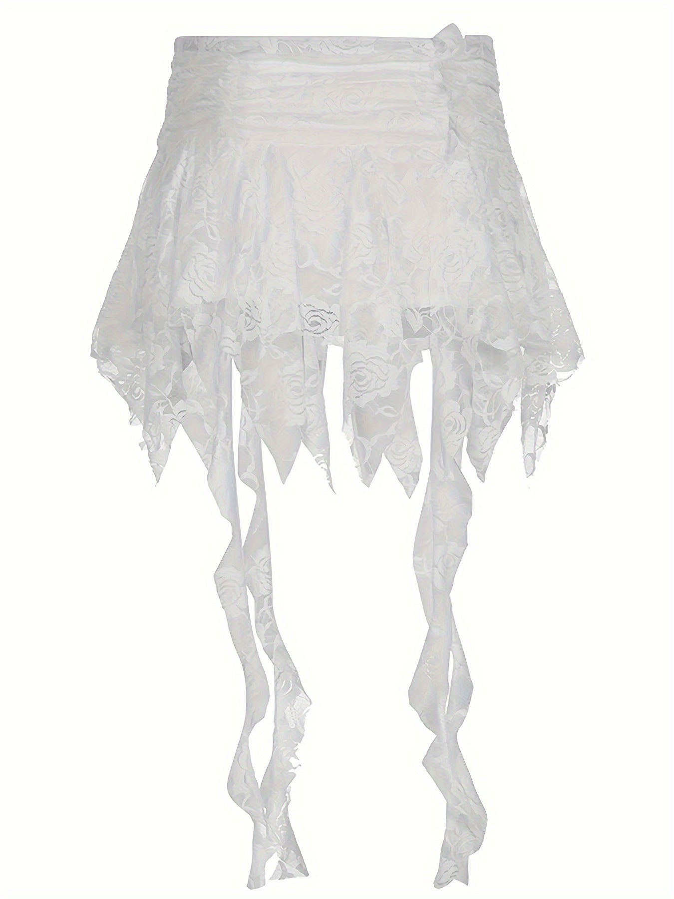 BXOXO [Fairy Style Lace Patchwork Skirt] Double-Layer Mini Skirt - Japanese And Korean Lace Patchwork - French Fairy Style with Irregular Flowing Ribbons