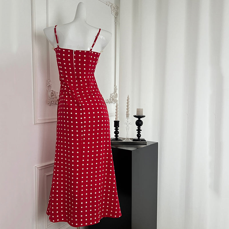 BXOXO - summer inspo Summer New Polka Dot Dresses Fashionable Harajuku Retro Suspender Dress Women Elegant Sleeveless Long Dress