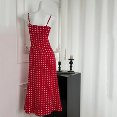 BXOXO - summer inspo Summer New Polka Dot Dresses Fashionable Harajuku Retro Suspender Dress Women Elegant Sleeveless Long Dress