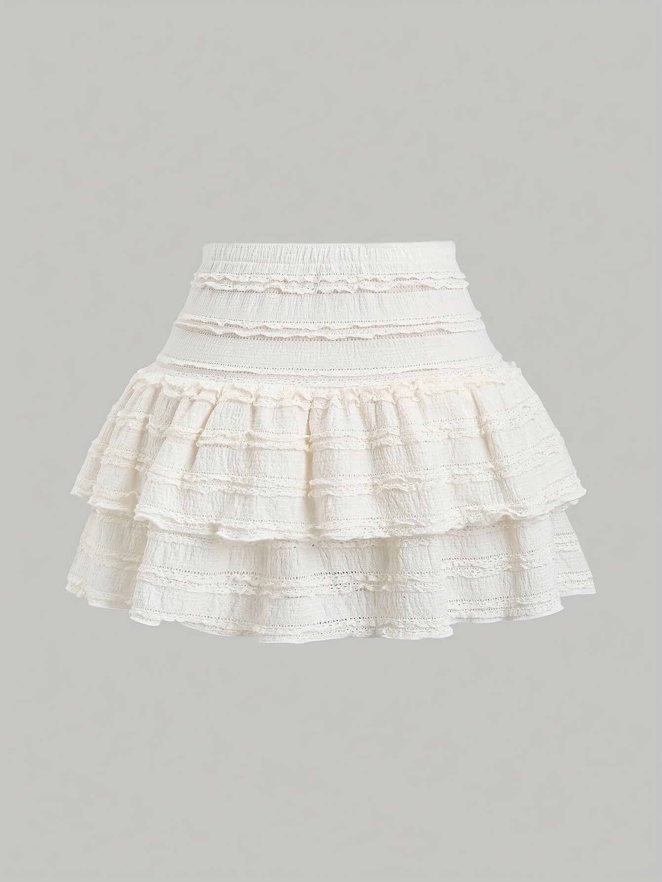 BXOXO Solid Color Lace Trim Number Print Double Layer Hem Skirt, Casual & Vacation Y2K Outfit
