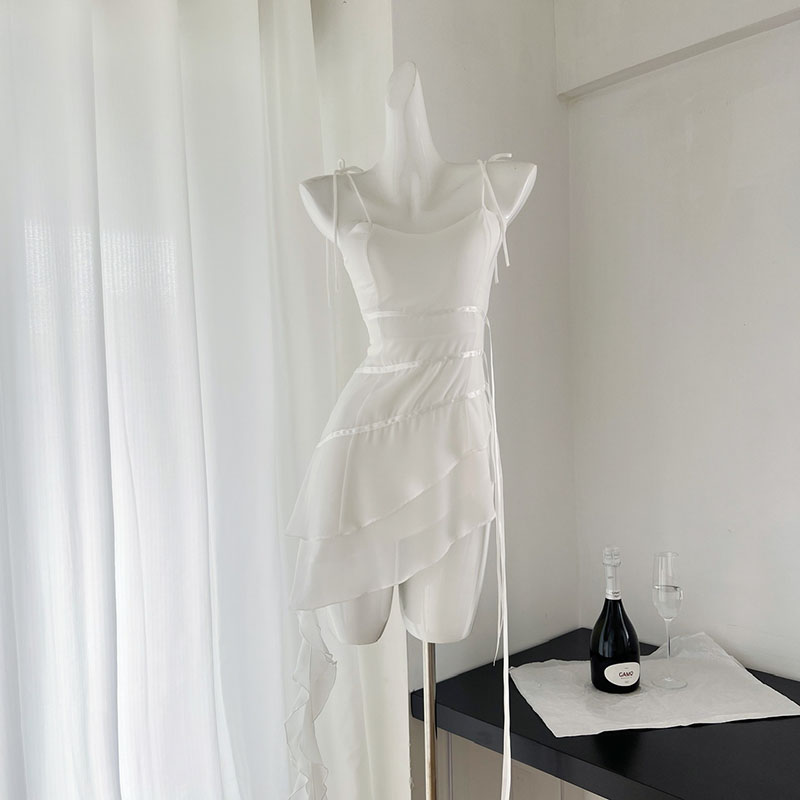 BXOXO - summer inspo French Temperament Slim Fit Irregular Dress Women Summer Fashion Backless Ruffled Suspender Dresses Elegant Party