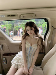 BXOXO Sweet Girl Lace Cute Y2k Tops Women Clothes 2000s Kawaii Bandage Sling Body Tank Tops Camis Coquette Sexy Summer Femme Crop Top