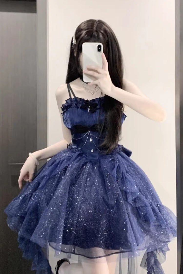 BXOXO - Blue Cardigan Sweet Elegant Princess Lolita Jsk Dress Set