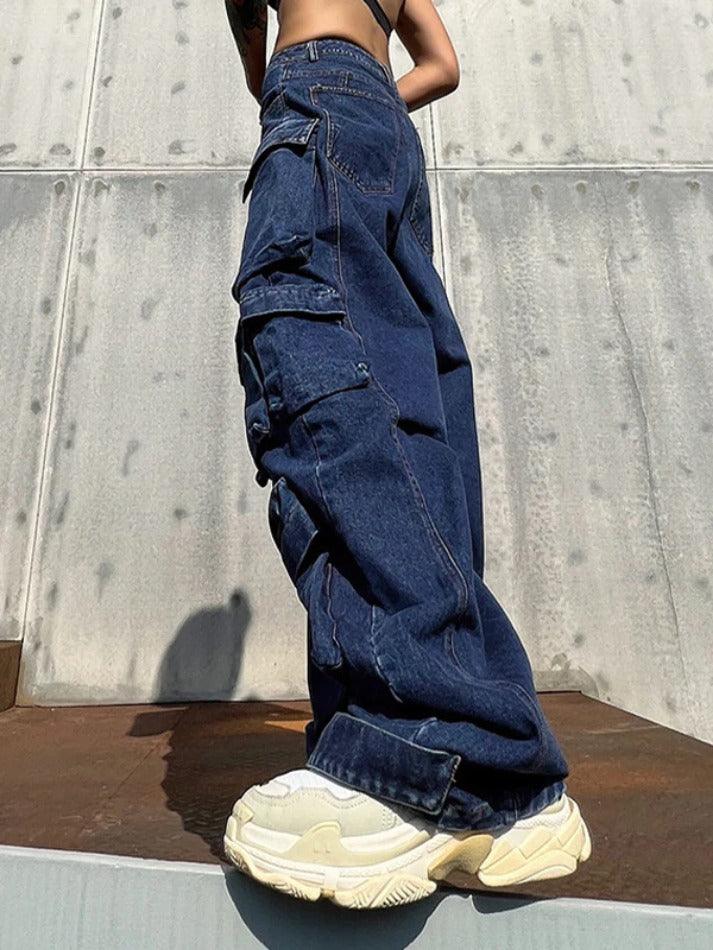 Washed Multi Pocket Cargo Jeans