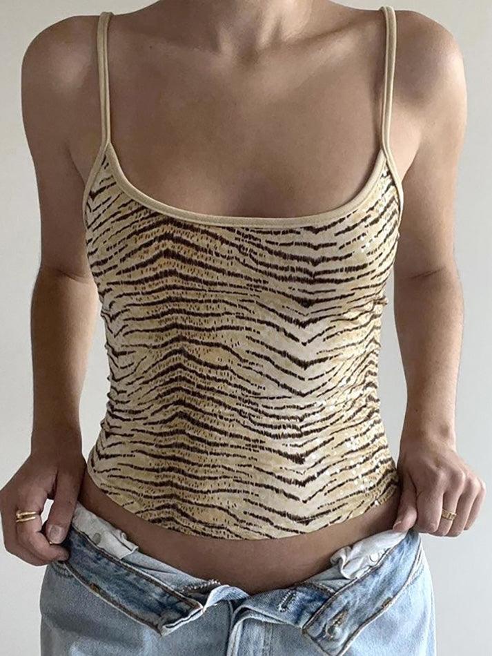 BXOXO - Tied Backless Tiger Pattern Cami Top