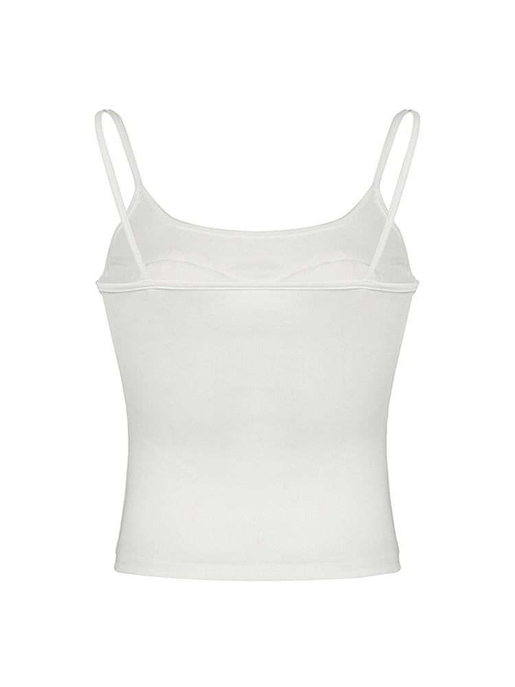 BXOXO - summer inspo Sweetown Lace Bow Patches White Basic Cute Y2K Camisole Sleeveless Slim Women Crop Top Simple Casual Tank Vest