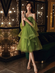 BXOXO Green Sweetheart Neck Green Tulle Prom Dress, Puffy Green Homecoming Dress