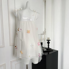 BXOXO - summer inspo Women's Summer New Suspender Dress Temperament Flower Fairy Mesh Fluffy First Love Tea Break Beach Dress