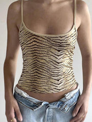 BXOXO - Tied Backless Tiger Pattern Cami Top