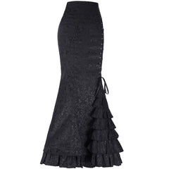 90s streetwear Million Halloween Jacquard Fishtail Skirt Steampunk Vintage Skirt Gothic Skirt Victoria Maxi Skirt