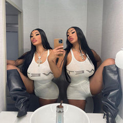 Bxoxo Hip-hop streetwear new women's jumpsuit rock punk sexy slim vintage Y2K club aesthetic emo girls fashion casual chic Grunge tops