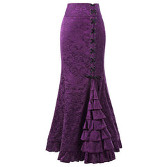 90s streetwear Million Halloween Jacquard Fishtail Skirt Steampunk Vintage Skirt Gothic Skirt Victoria Maxi Skirt