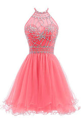 dresses Slim-Fit Small Dress Halter Short Bridal Wedding Dress Banquet Evening Dress Lace New Red Women