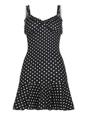 BXOXO - Polka Dot Backless V-Neck Cami Dress