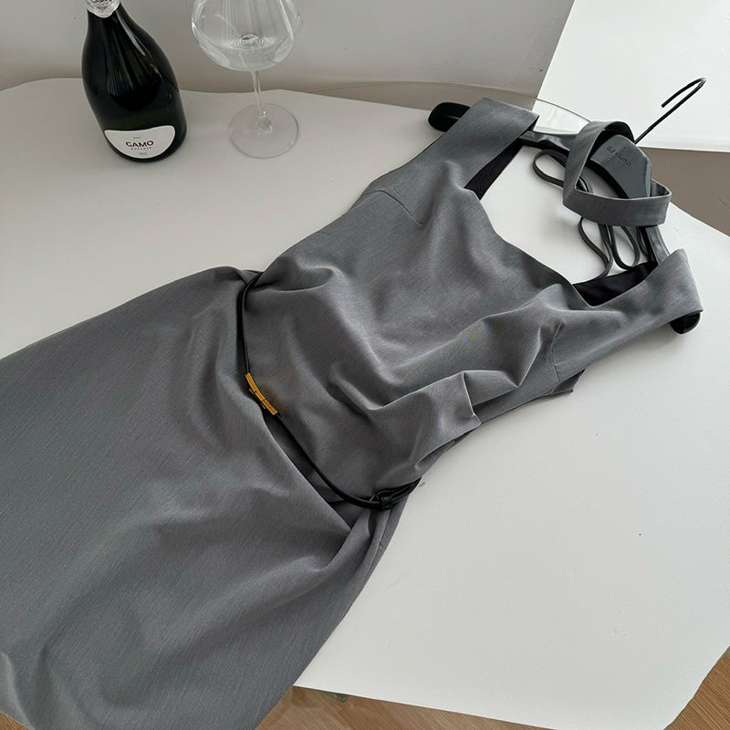 BXOXO - summer inspo Women Sleeveless Slit Midi Dress Fashion Commuting Temperament Dress 2025 Summer New High Waisted Dress