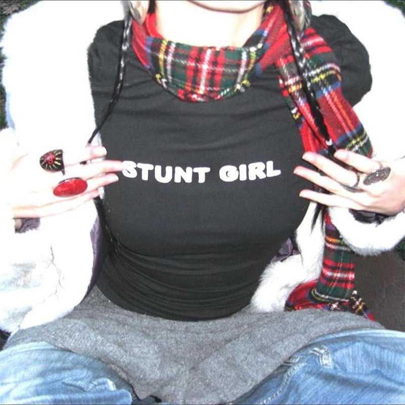 Bxoxo Y2K emo girl gothic streetwear punk Harajuku grunge aesthetic vintage women's crop tops slim letter print hip hop rock sexy tops