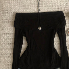 Bxoxo Solid color all-match women's long-sleeved tops streetwear chic aesthetic retro Y2K hip-hop Harajuku slim casual women tops emo