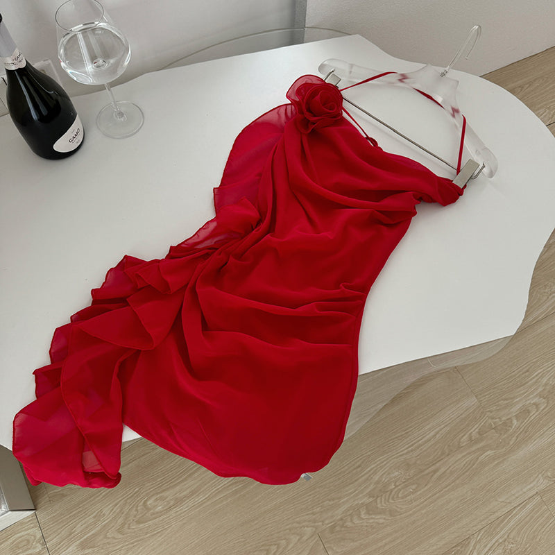 BXOXO - summer inspo French Chic Design Sense Red Suspender Dress 2025 Summer New Temperament Pure Desire Style Short Dress Fashion Slim Fit Dress