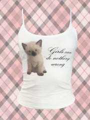 Bxoxo Y2K sweet streetwear sexy sleeveless suspender vintage Harajuku fairy girls aesthetic fairy tale cute cat pattern printed tops