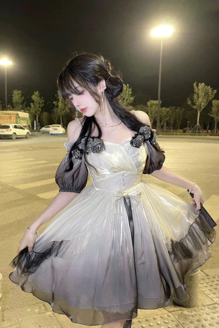 BXOXO - Gradient Gorgeous Bowknot Strawberry Princess Hanayome Short Sweet Lolita Jsk Dress 4 Colors