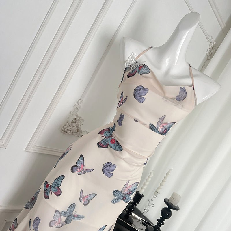 BXOXO - summer inspo Butterfly Suspended Dress For Women's Spring/Summer New Sweet Halter Dress Fashion Versatile Dresses