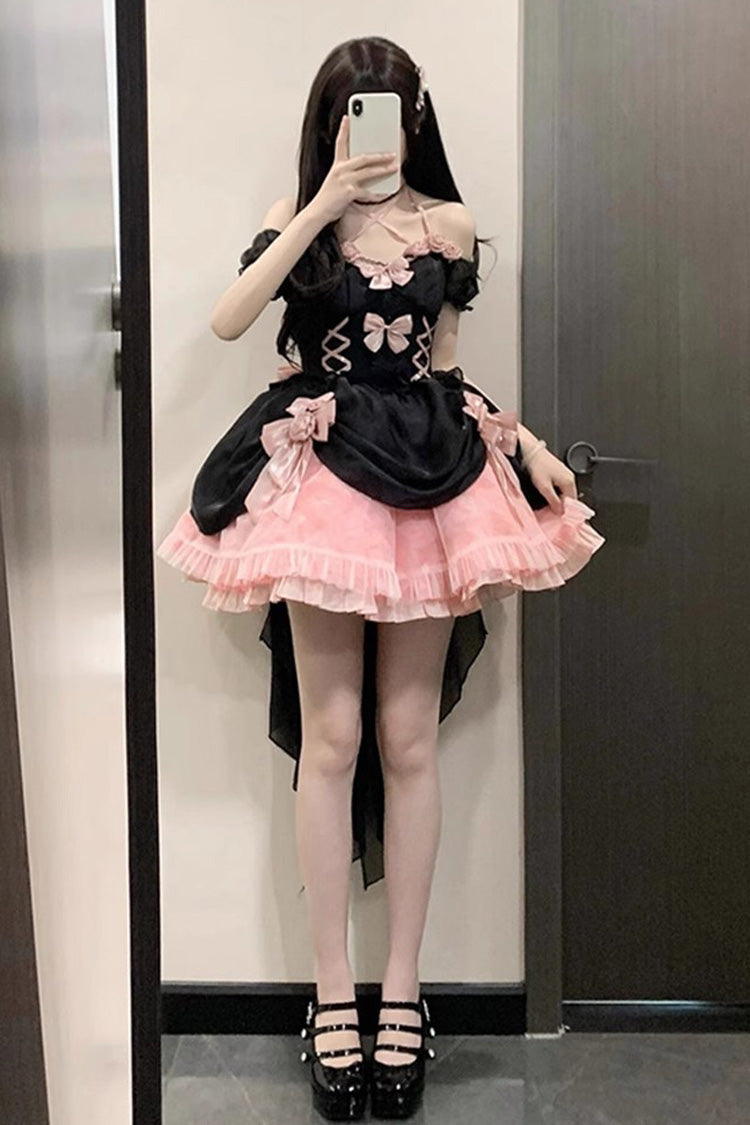 BXOXO - Black/Pink Multi-layer Hanayome Bowknot Fishbone Elegant Princess Sweet Lolita Jsk Dress