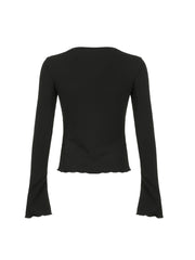 BXOXO - summer inspo Black Solid Slim Flared Sleeve Elegant T Shirt Women Simple Basic Fashion Spring Autumn Knitted Top Tees
