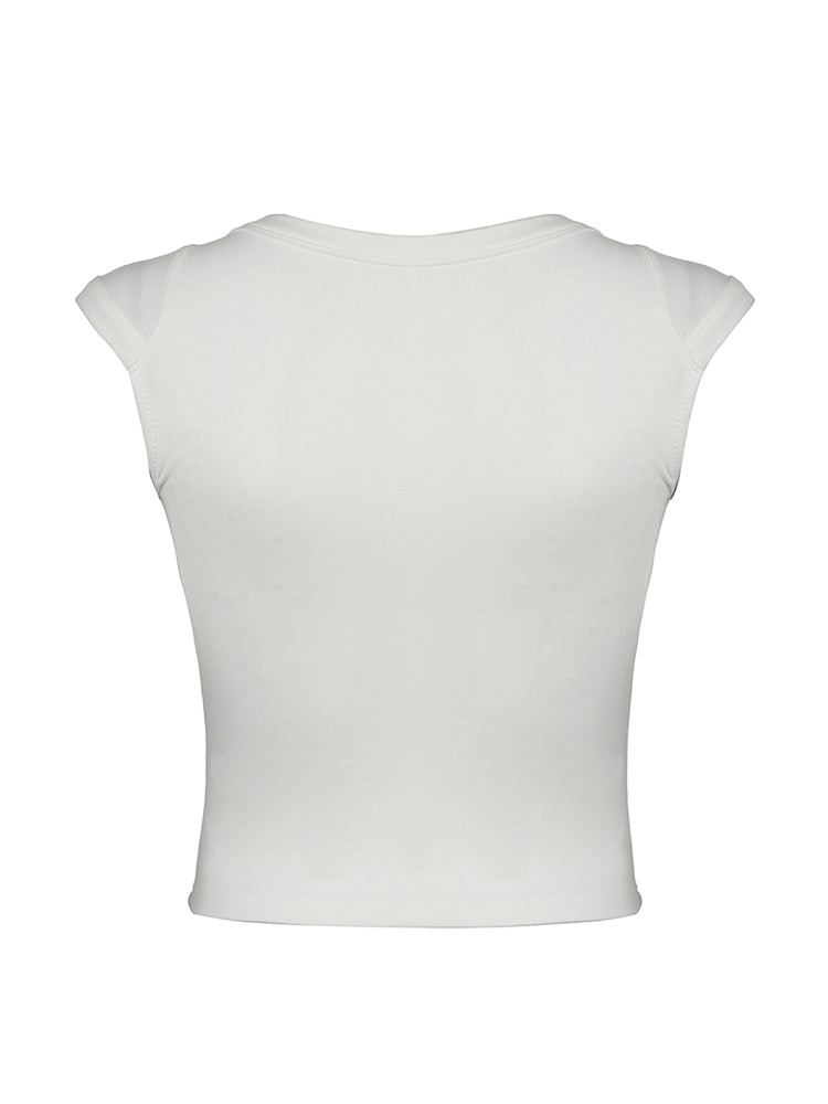 BXOXO - summer inspo Sweetown White Solid Basic Slim Low Bust V Neck Crop Tees Women Black Simple Fashion Short Sleeve Summer T Shirt