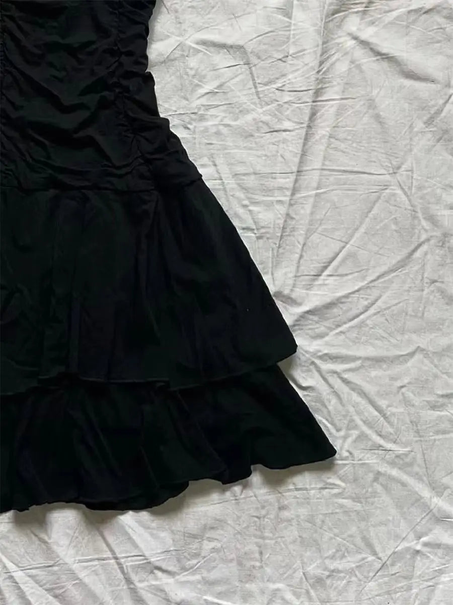 BXOXO Punk Sexy Dresses Women Clothes Summer Vintage 90s Korea Dress Sweet Girl High Waist Slim Gothic Harajuku Y2k Short Halter Dress