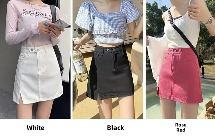 BXOXO - Double Button Denim Mini Skirt