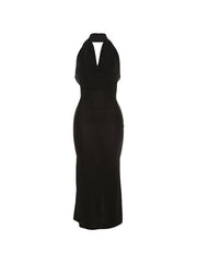 Halter Black Bodycon Maxi Dress