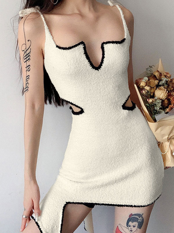 Cutout Tie Strap Knit Mini Dress