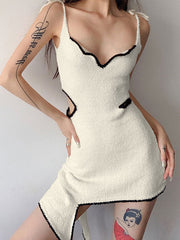 Cutout Tie Strap Knit Mini Dress