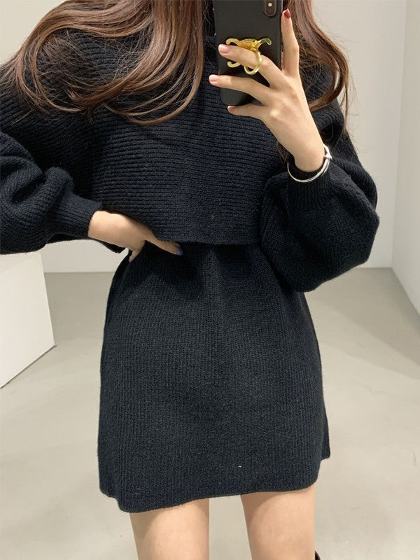 Long Sleeve Crop Top & Sweater Dress Set