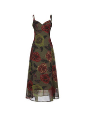 V Neck Floral Cami Maxi Dress