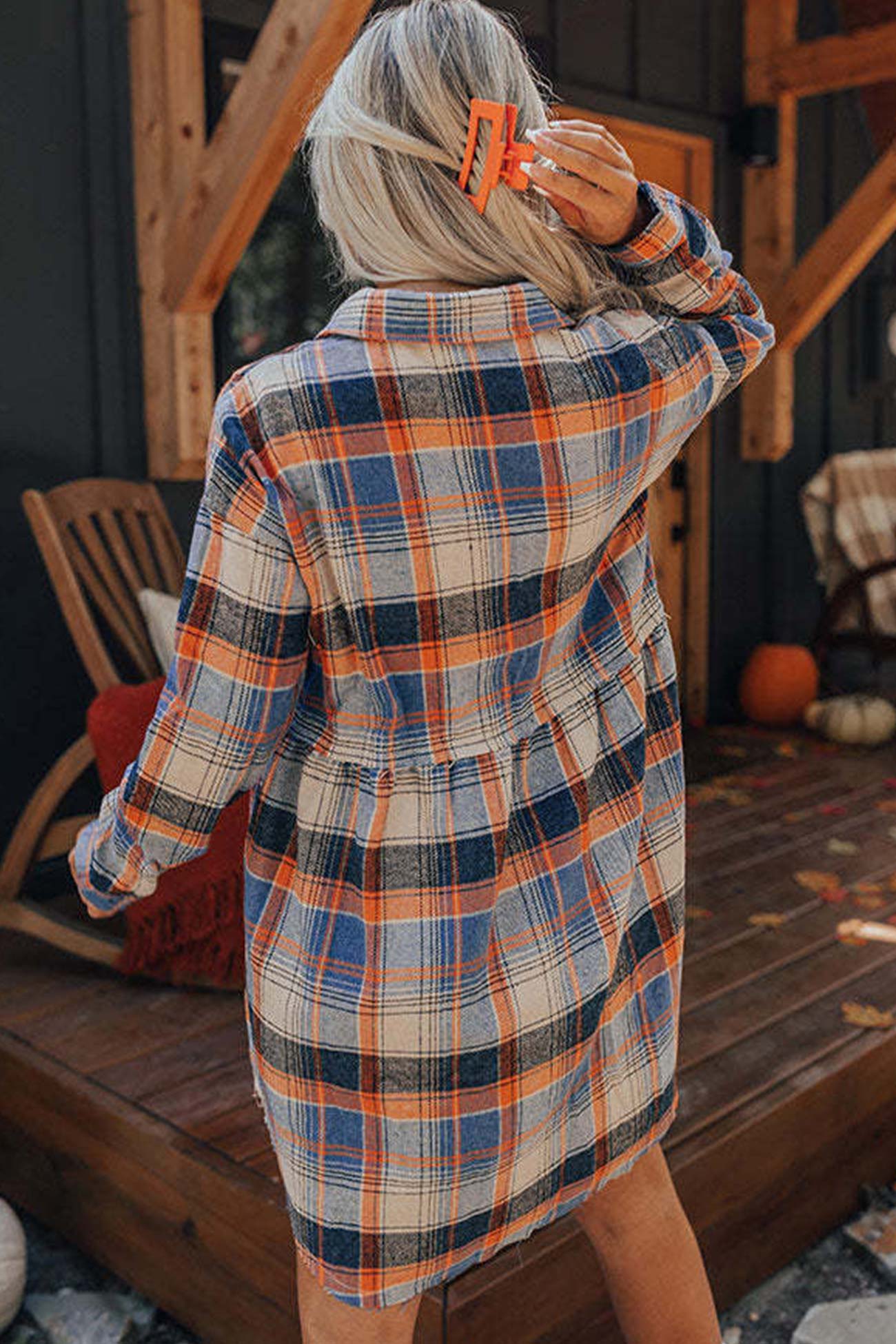 BXOXO - Contrast Plaid Shirt Dress