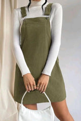 BXOXO - Corduroy Button Strap Dress