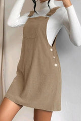 BXOXO - Corduroy Button Strap Dress