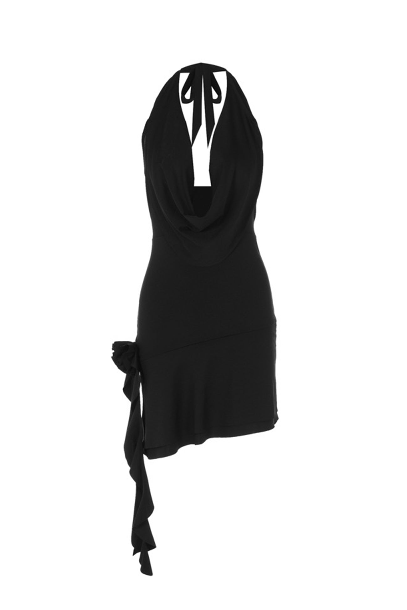 BXOXO - Cowl Neck Floral Ribbon Ruffle Dress